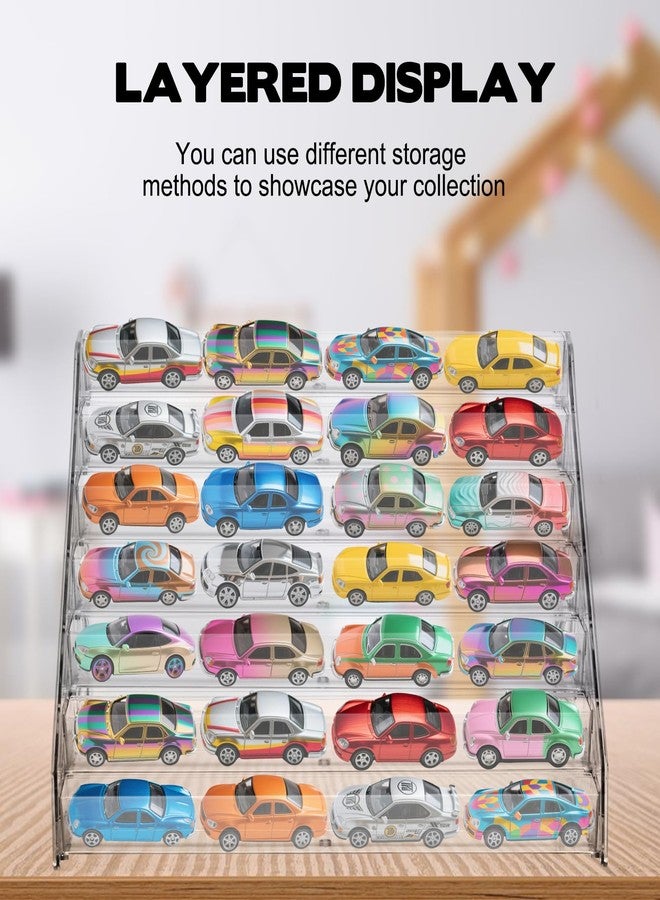 Hlimior 3 Pack 7-Tier Toy Cars Display Shelf for Hot Wheels Display Case Storage Organizer for 1/64 Scale Toy Cars-Hold 63 Toy Cars Clear Model Car Case Holder Container Shelf (Only case) - Image 4
